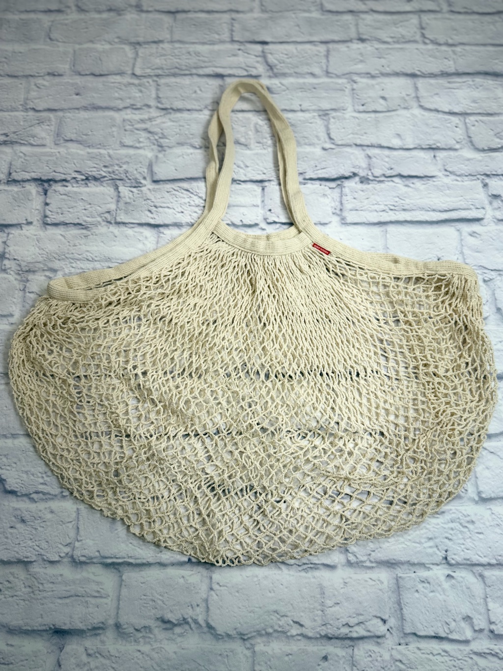 Kikkerland Canvas Mesh Market Tote Bag - Cream
